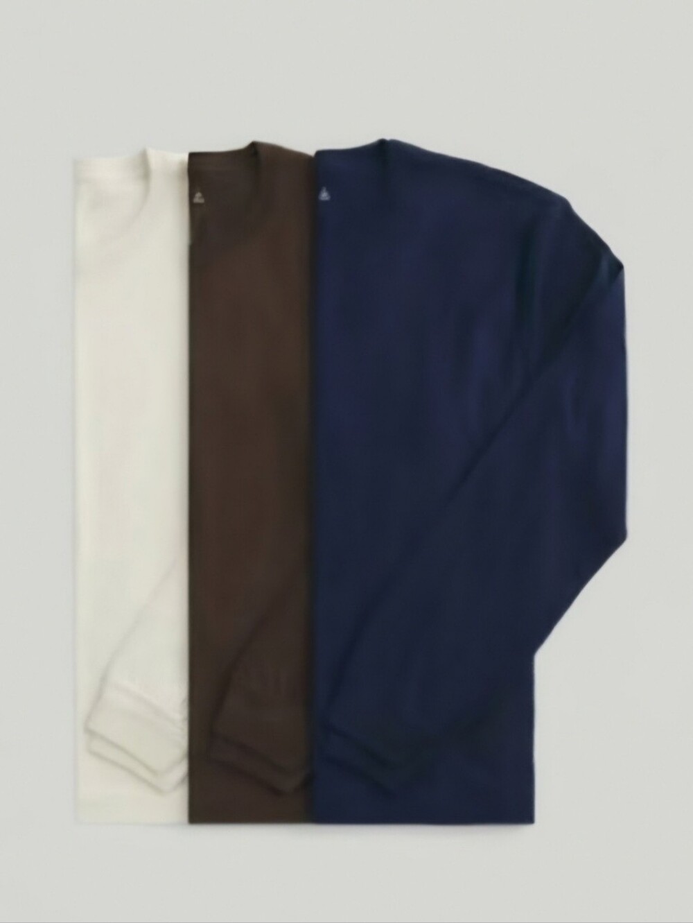 Hollister Men's Mediun 3 Pack Long Sleeve Crewneck Navy Brown & Cream NEW